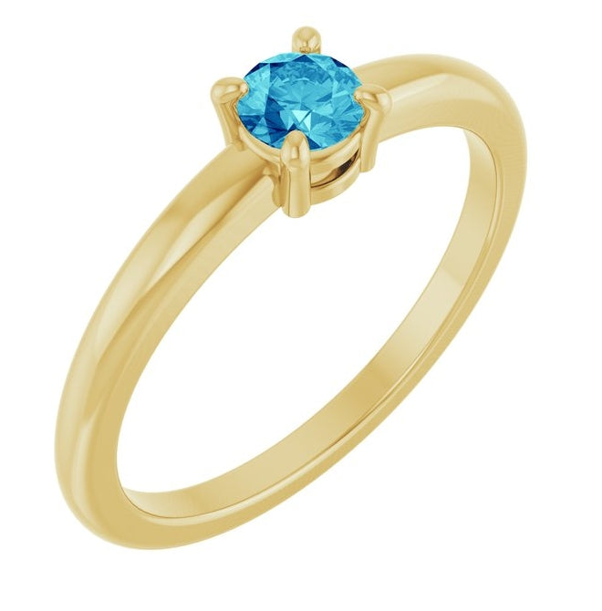 14K Yellow Or White Gold Or Sterling Silver Round 4 Mm Polished Natural Solitaire Ring