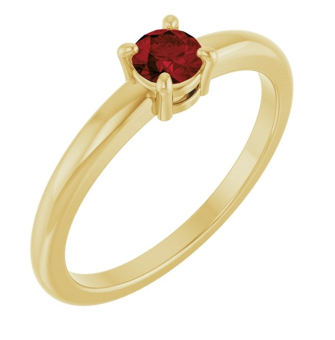 14K Yellow Or White Gold Or Sterling Silver Round 4 Mm Polished Natural Solitaire Ring