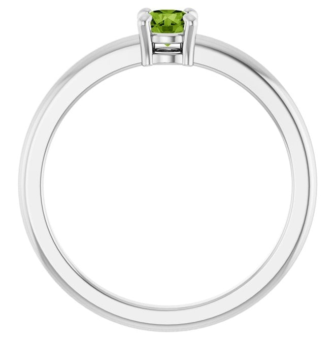 14K Yellow Or White Gold Or Sterling Silver Round 4 Mm Polished Natural Solitaire Ring