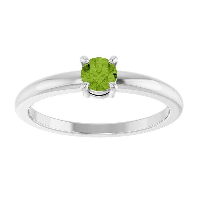 14K Yellow Or White Gold Or Sterling Silver Round 4 Mm Polished Natural Solitaire Ring