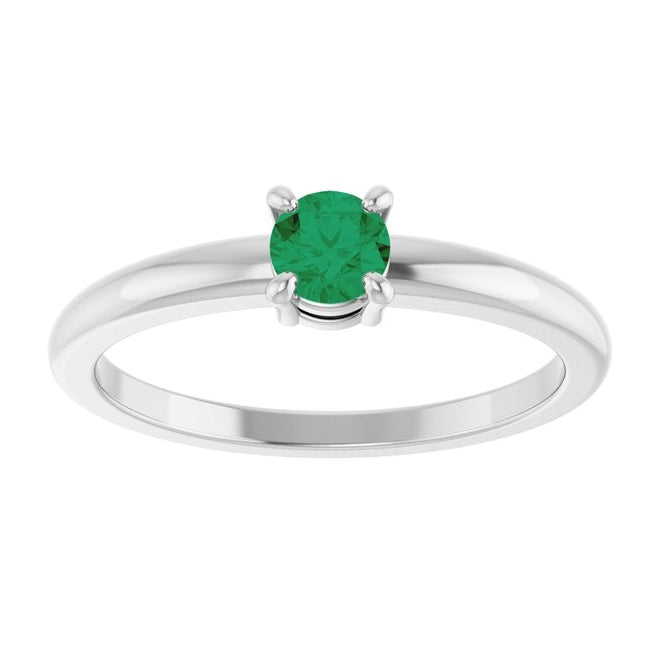 14K Yellow Or White Gold Or Sterling Silver Round 4 Mm Polished Natural Solitaire Ring