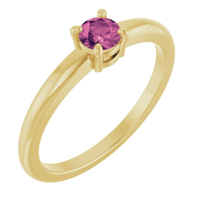 14K Yellow Or White Gold Or Sterling Silver Round 4 Mm Polished Natural Solitaire Ring