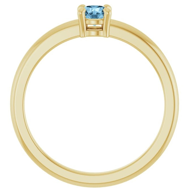 14K Yellow Or White Gold Or Sterling Silver Round 4 Mm Polished Natural Solitaire Ring