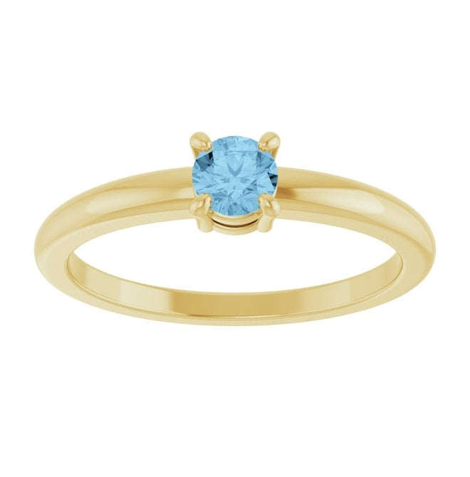 14K Yellow Or White Gold Or Sterling Silver Round 4 Mm Polished Natural Solitaire Ring