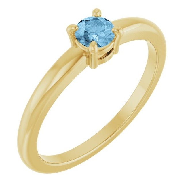 14K Yellow Or White Gold Or Sterling Silver Round 4 Mm Polished Natural Solitaire Ring