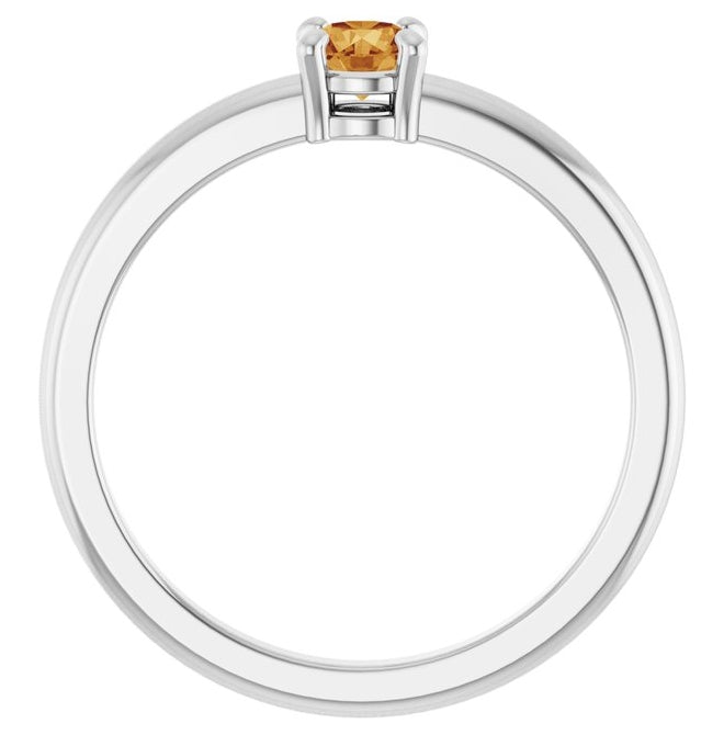 14K Yellow Or White Gold Or Sterling Silver Round 4 Mm Polished Natural Solitaire Ring