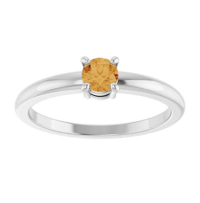 14K Yellow Or White Gold Or Sterling Silver Round 4 Mm Polished Natural Solitaire Ring