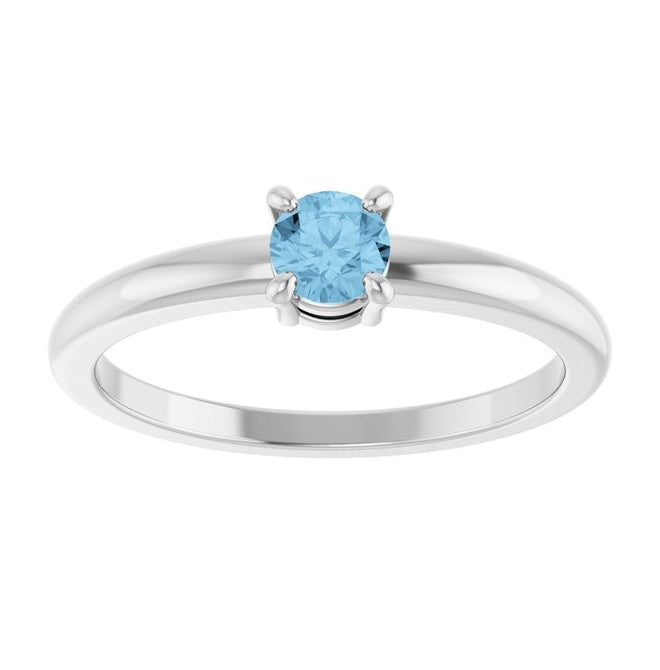 14K Yellow Or White Gold Or Sterling Silver Round 4 Mm Polished Natural Solitaire Ring