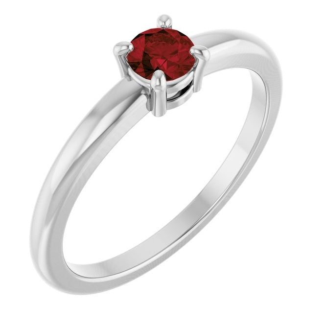 14K Yellow Or White Gold Or Sterling Silver Round 4 Mm Polished Natural Solitaire Ring