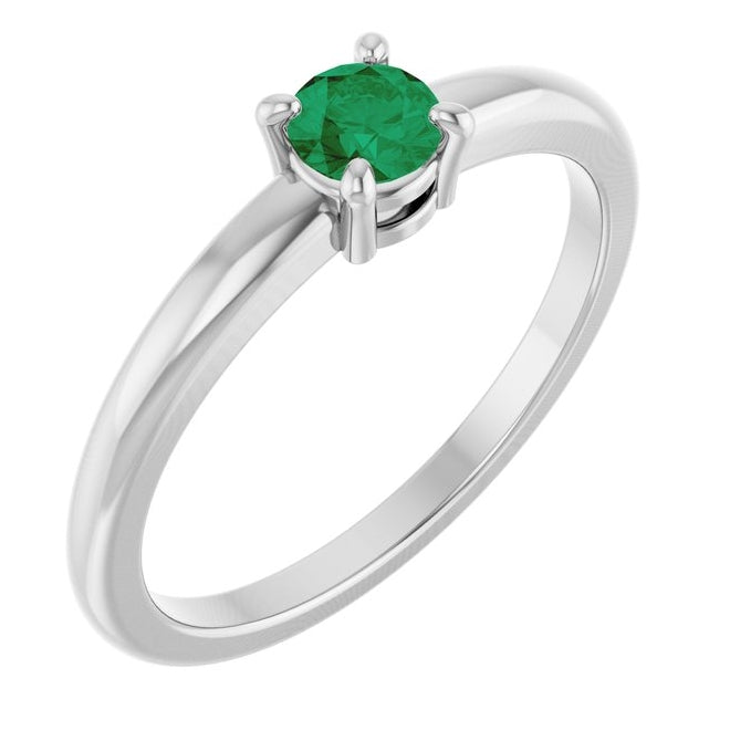 14K Yellow Or White Gold Or Sterling Silver Round 4 Mm Polished Natural Solitaire Ring