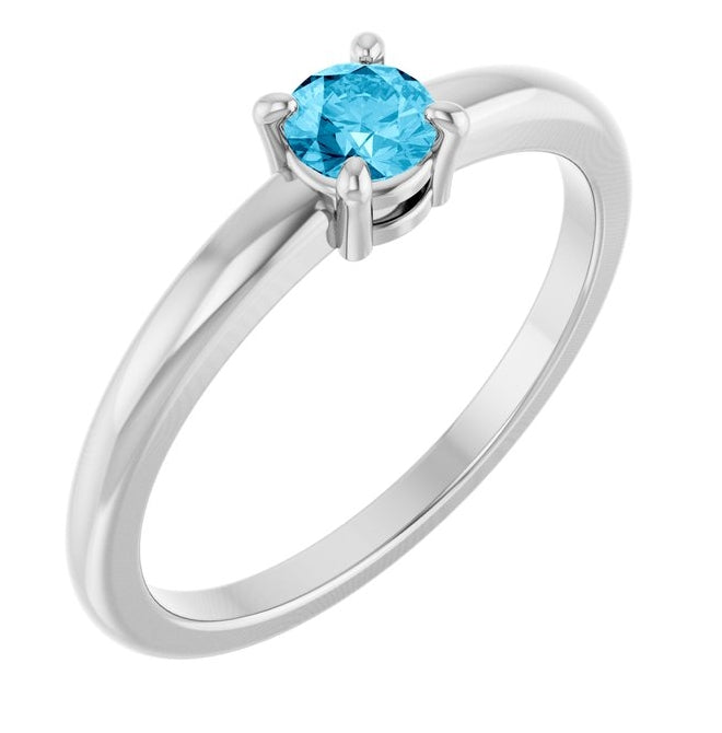 14K Yellow Or White Gold Or Sterling Silver Round 4 Mm Polished Natural Solitaire Ring
