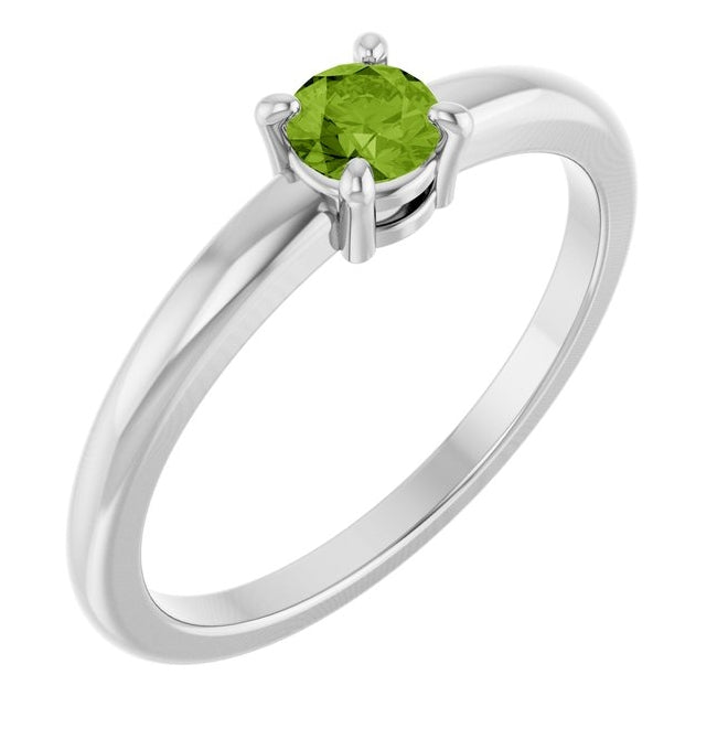 14K Yellow Or White Gold Or Sterling Silver Round 4 Mm Polished Natural Solitaire Ring