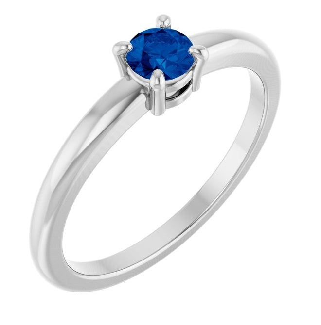14K Yellow Or White Gold Or Sterling Silver Round 4 Mm Polished Natural Solitaire Ring