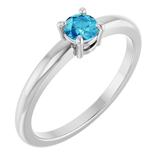 14K Yellow Or White Gold Or Sterling Silver Round 4 Mm Polished Natural Solitaire Ring
