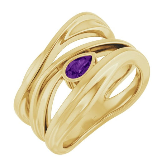 14K Yellow Or White Gold Pear 5 X 3 Mm Polished Natural Gem Negative Space Ring