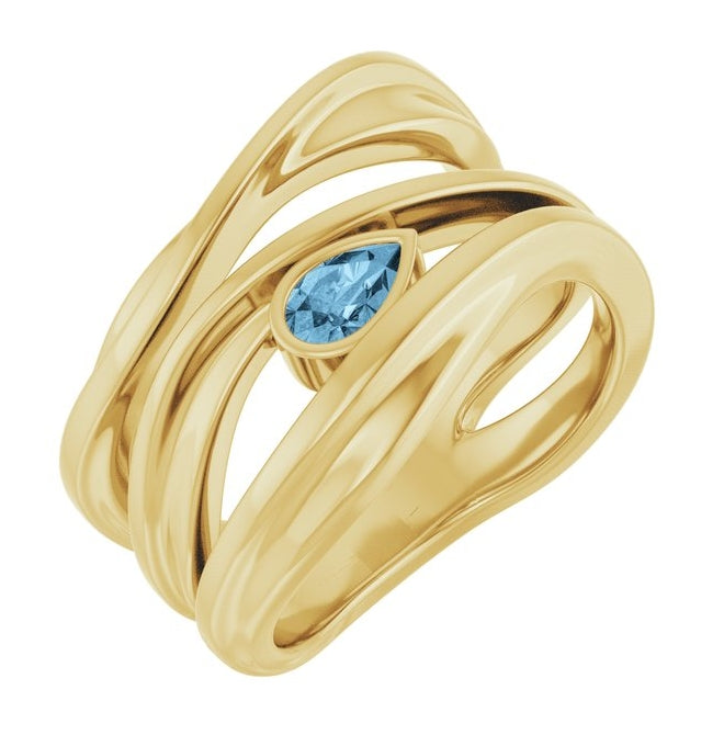 14K Yellow Or White Gold Pear 5 X 3 Mm Polished Natural Gem Negative Space Ring