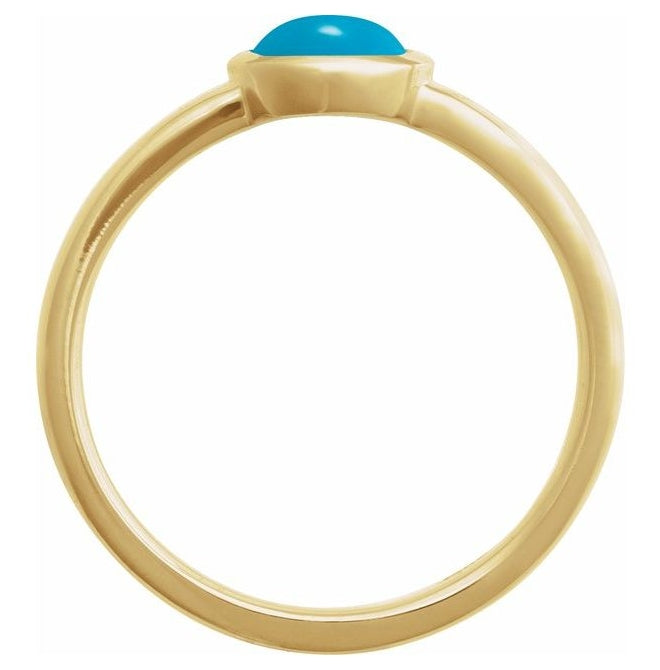 14K Yellow Gold Or Sterling Silver Oval 8 X 6 Mm Polished Natural Gem Bezel Set Cabochon Ring