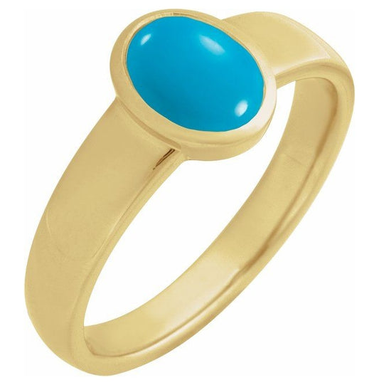 14K Yellow Gold Or Sterling Silver Oval 8 X 6 Mm Polished Natural Gem Bezel Set Cabochon Ring