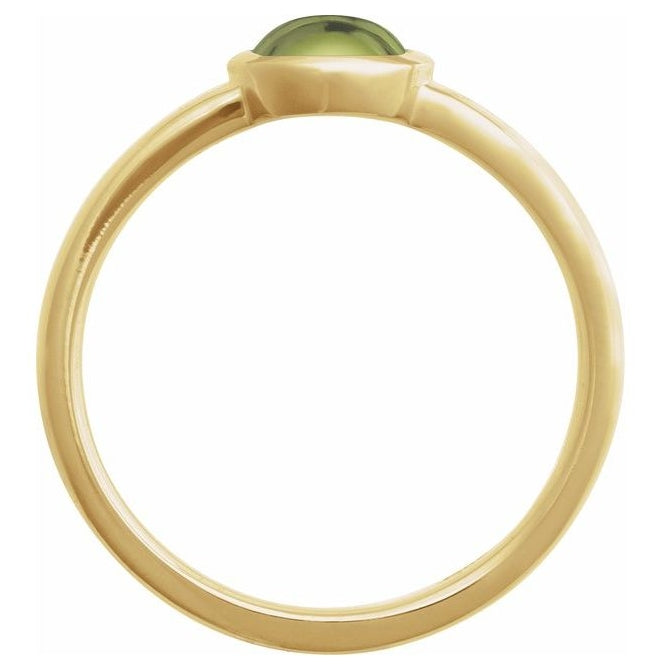 14K Yellow Gold Or Sterling Silver Oval 8 X 6 Mm Polished Natural Gem Bezel Set Cabochon Ring
