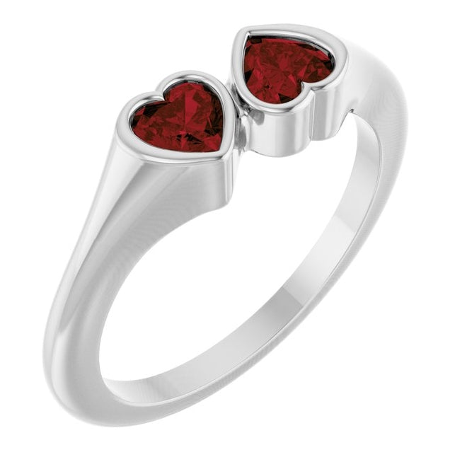 14K Yellow Gold Or Sterling Silver 4 X 4 Mm Polished Natural Gem Two-Stone Bezel Set Ring