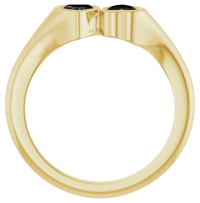 14K Yellow Gold Or Sterling Silver 4 X 4 Mm Polished Natural Gem Two-Stone Bezel Set Ring