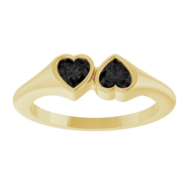 14K Yellow Gold Or Sterling Silver 4 X 4 Mm Polished Natural Gem Two-Stone Bezel Set Ring