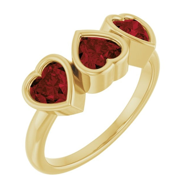 14K Yellow Gold Or Sterling Silver Heart 5 X 5 Mm Polished Natural Gem Bezel Set Ring