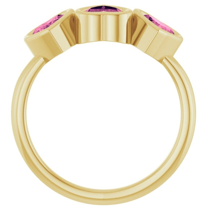 14K Yellow Gold Or Sterling Silver Heart 5 X 5 Mm Polished Natural Gem Bezel Set Ring