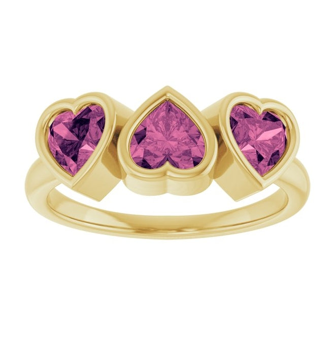 14K Yellow Gold Or Sterling Silver Heart 5 X 5 Mm Polished Natural Gem Bezel Set Ring