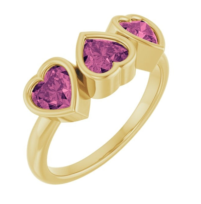 14K Yellow Gold Or Sterling Silver Heart 5 X 5 Mm Polished Natural Gem Bezel Set Ring