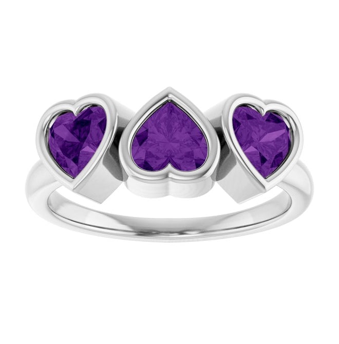 14K Yellow Gold Or Sterling Silver Heart 5 X 5 Mm Polished Natural Gem Bezel Set Ring