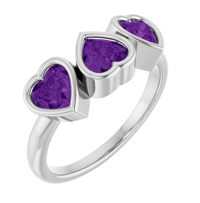 14K Yellow Gold Or Sterling Silver Heart 5 X 5 Mm Polished Natural Gem Bezel Set Ring
