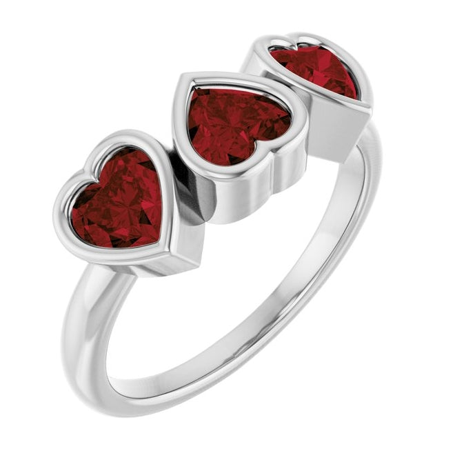 14K Yellow Gold Or Sterling Silver Heart 5 X 5 Mm Polished Natural Gem Bezel Set Ring