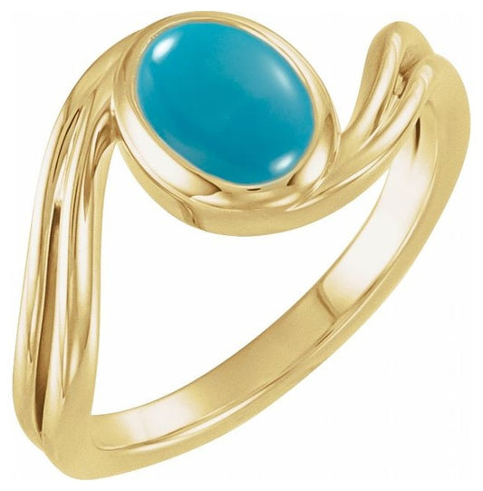 14K Yellow Or White Gold Or Sterling Silver Oval Polished Natural Gem Cabochon Ring Size 7