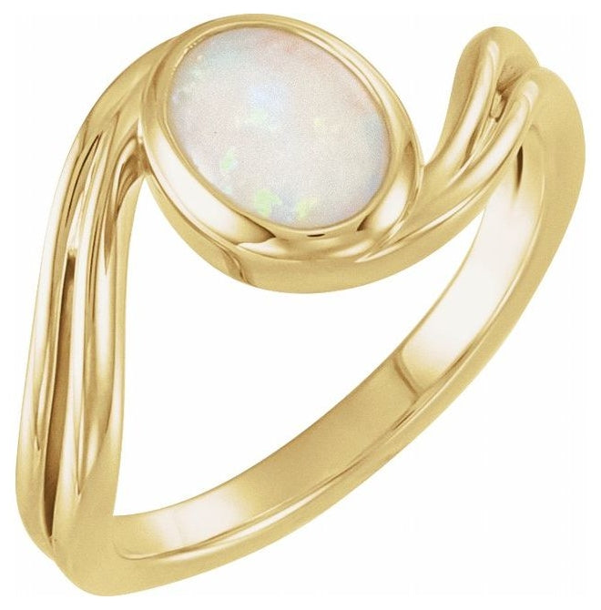 14K Yellow Or White Gold Or Sterling Silver Oval Polished Natural Gem Cabochon Ring Size 7