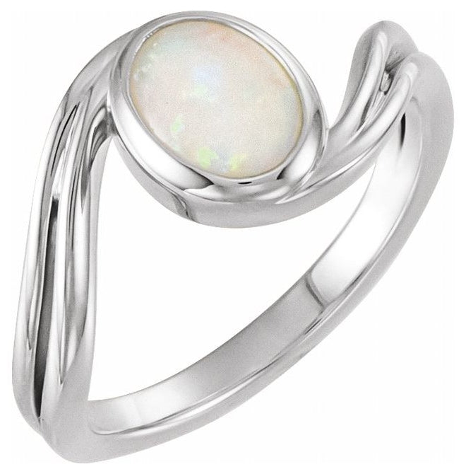 14K Yellow Or White Gold Or Sterling Silver Oval Polished Natural Gem Cabochon Ring Size 7