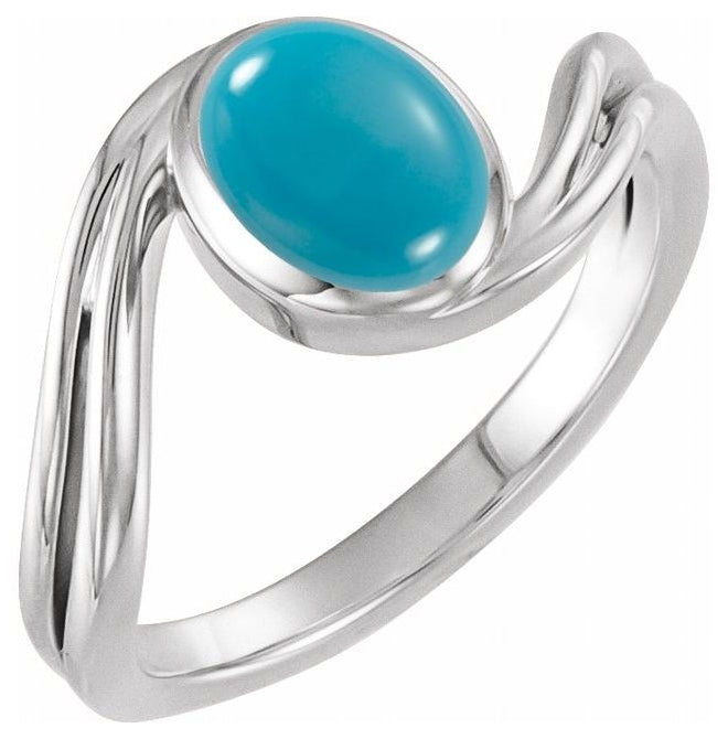 14K Yellow Or White Gold Or Sterling Silver Oval Polished Natural Gem Cabochon Ring Size 7