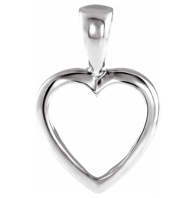 10K White Gold Polished Heart Shaped Pendant