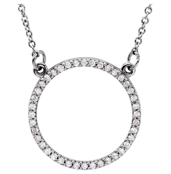 14K White Gold Round 16.9 X 16.9 Mm 1Mm Si1-Si2, G-H 16 In Polished 1/5 Ctw Lab-Grown Diamond Circle