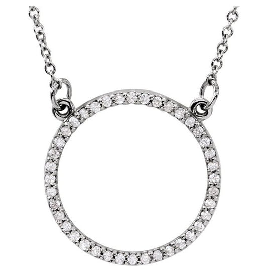 14K White Gold Round 16.9 X 16.9 Mm 1Mm Si1-Si2, G-H 16 In Polished 1/5 Ctw Lab-Grown Diamond Circle
