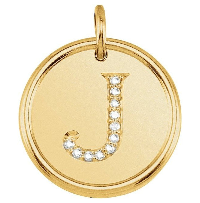 18K Yellow Gold Vermeil Round 1 Mm I1, G-H Polished .06 Ctw Natural Diamond Posh Mommy Initial J Pendant