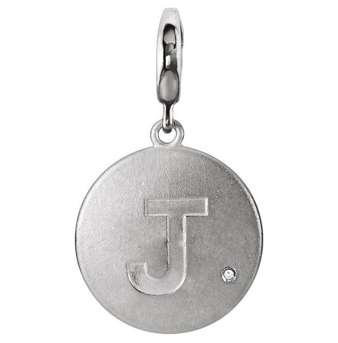 Sterling Silver Round 1 Mm I2, G-H Polished .005 Ct Natural Diamond Initial J Charm/Pendant