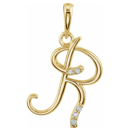 14K Yellow Or White Gold Round 1 Mm I1, G-H Polished .025 Ctw Natural Diamond Initial Pendant