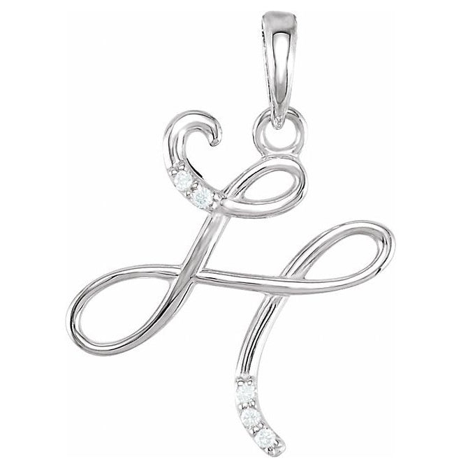 14K Yellow Or White Gold Round 1 Mm I1, G-H Polished .025 Ctw Natural Diamond Initial Pendant
