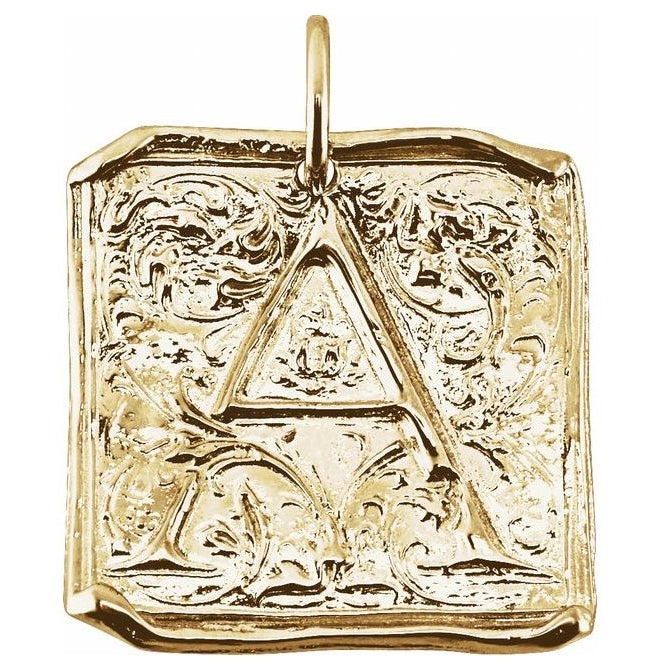 14K Yellow Gold Or Sterling Silver Polished Posh Mommy Vintage-Inspired Initial Pendant