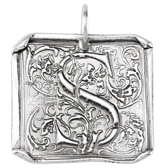 14K Yellow Gold Or Sterling Silver Polished Posh Mommy Vintage-Inspired Initial Pendant