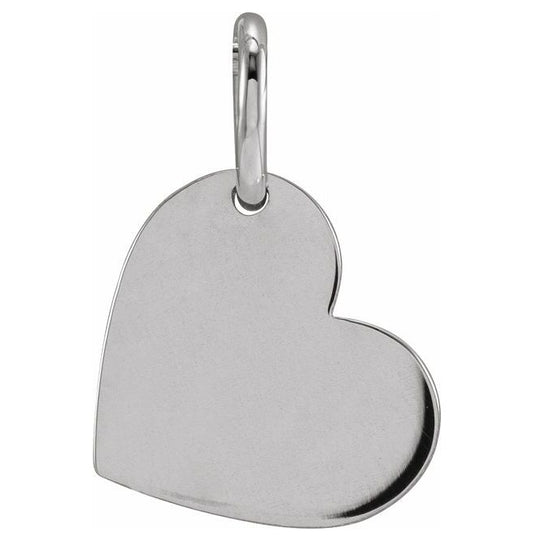 14K White Gold 11 X 9 Mm Polished Be Posh Engravable Heart Pendant