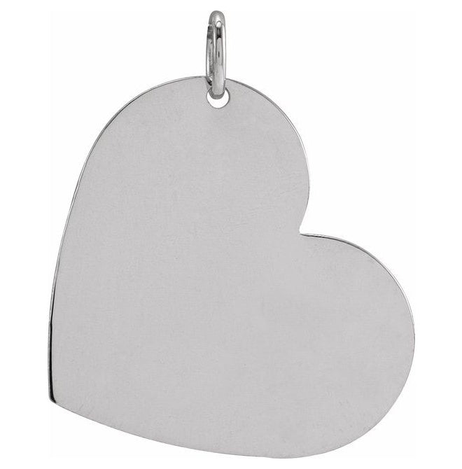 14K White Gold 24 X 21 Mm Polished Be Posh Engravable Heart Pendant