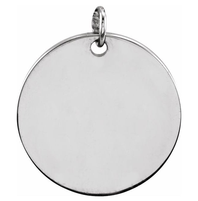 14K White Or RoseGold 9.5 Mm Polished Be Posh Engravable Round Disc Pendant