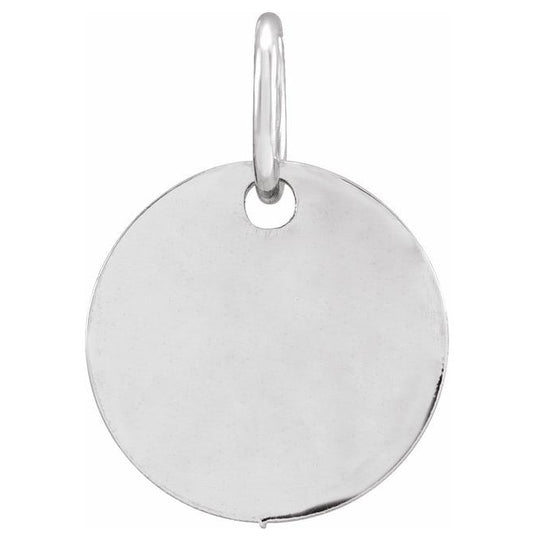14K White Or RoseGold 9.5 Mm Polished Be Posh Engravable Round Disc Pendant